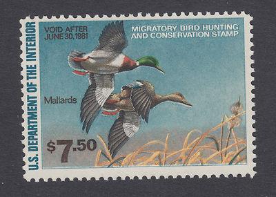 US Sc RW47 MNH. 1980 $7.50 Mallards Duck Stamp VF