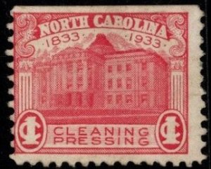 1933 US Revenue Stamp 1 Cent North Carolina Cleaning Pressing Unused