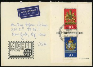 Germany Munich 1973 Michel Postal Catalog Advertising Cover #B502 Souvenir Sheet