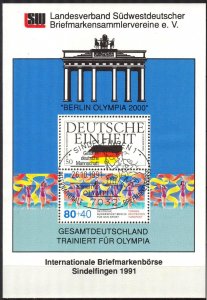 Germany 1991 Stamps Exhibition Olympics S/S with Mi.1477 Special Canceled