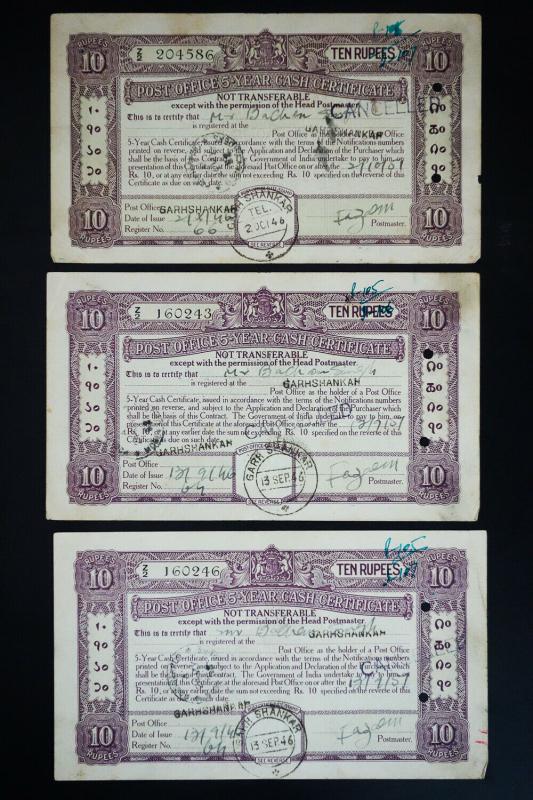 India Post Office Cash Receipts Lot