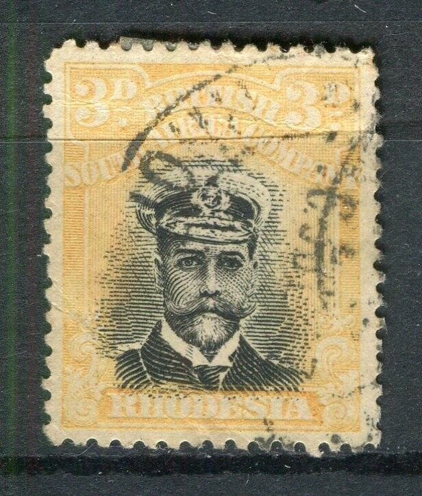 RHODESIA; 1920s early GV Admiral type fine used 3d. value