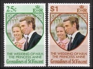 1972 Grenadines and St Vincent 1-2 Princess Anne and Mark Phillips