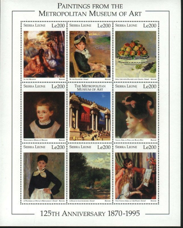 PAINTINGS by Sierra Leone  MNH Scott # 1869-72 SHEET  Value  $ 24.00
