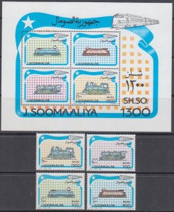 SOMALIA # M524-7,BLK33 (Michel Cat) CPL MNH SET of 4 + S/S - TRAINS