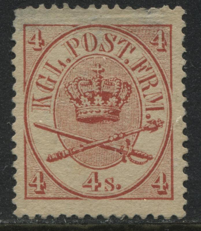 Denmark 1864 4 skillings red unused no gum (JD)