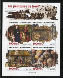 CENTRAL AFRICA 2023 CHRISTMAS PAINTINGS SHEET MINT NEVER HINGED