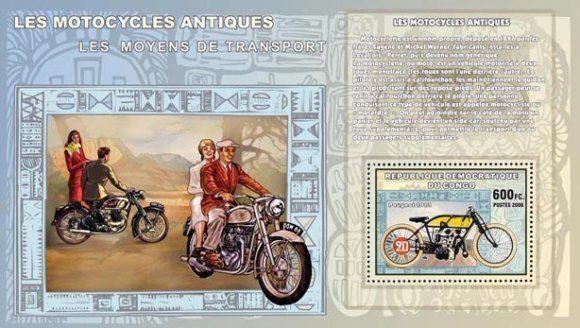 Congo - Antique Motorcycle  Souvenir Sheet 3A-182