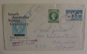 SOUTH AUSTRALIA  POSTAGE DUE HANDSTAMP 1955 FDC TO US