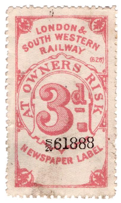 (I.B) London & South Western Railway : Newspaper Label 3d