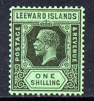 Leeward Islands 1921-32 KG5 Script CA 1s black on emerald...