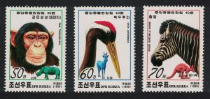 Korea Chimpanzee Rhinoceros Crab Bird Zebra Kangaroo 1999 MNH SG#N3873-N3875