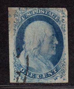 $US SC#7 Pos. 23L2 used, VF-XF, Big crack Var., Psag Cert, CV. $800