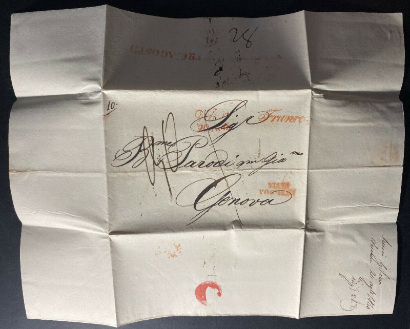 1840 Vienna Austria Stampless Letter Cover To Genova Italy C 