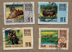 Ceylon 1970 Wildlife, used -see note. Scott 439-442, CV $5.25. SG 561-564. Cats