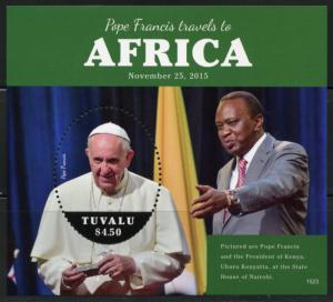 TUVALU  2016 POPE FRANCIS TRAVELS TO AFRICA  SOUVENIR SHEET  MINT NH