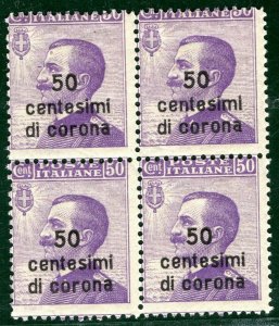 Italy BALKANS Occupation DALMATIA Sc.5 50c (1921) BLOCK Mint MNH c$60+ PURPLE111