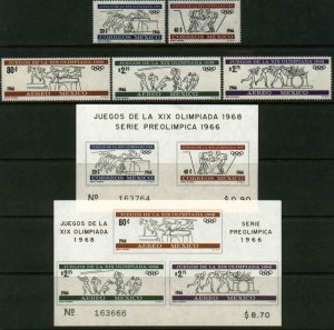 MEXICO 974-C320a Second Pre-Olympic surface & air mail set UNUSED, H OG. F-VF.