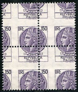 Siracusana Lire 150 perforated varieties moved