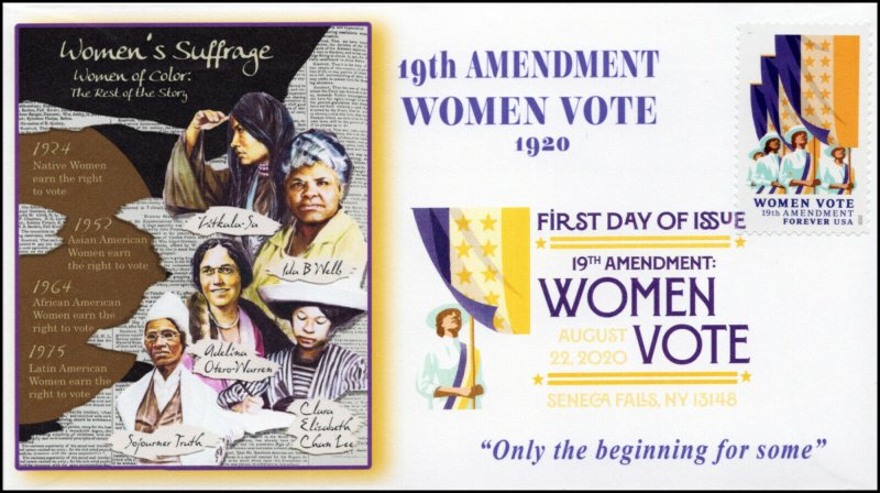 20-195, 2020, SC 5523, Women Vote, First Day Cover, Digital Color Postmark, 19th 