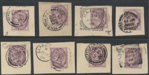 GB SG 172  SC# 89 Postal history QV cut from envelope  x 8 with various cance...