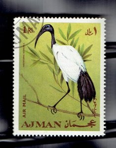 AJMAN 1969 BIRDS - 1r AFRICAN SACRED IBIS - CTO