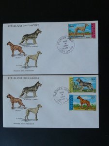 dogs german shepherd sighthound boxer x2 FDC Dahomey 80851