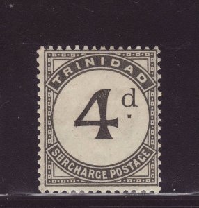 1929 Trinidad 4d Postage Due Wmk Script Mounted Mint SGD21