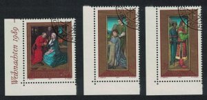 SALE Liechtenstein Paintings Christmas 3v Corners 1989 CTO SC#918-920 SG#981-983