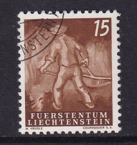 Liechtenstein  #249  cancelled  1951  cutting hay  15rp