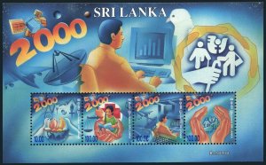 Sri Lanka 1294a sheet,MNH. Year 2000.Satellite,Birds,religious symbols;Scales,