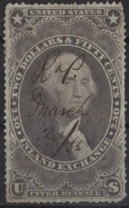 US R84c (used) $2.50 Washington, Inland Exchange, purple (1862)