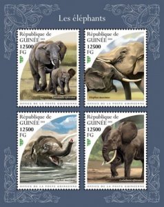 Guinea - 2018 Elephants on Stamps - 4 Stamp Sheet - GU18501a