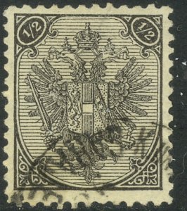 BOSNIA AND HERZEGOVINA 1895-1900 1/2k Black Arms P.11 1/2 Sc 1a,SG106 VFU