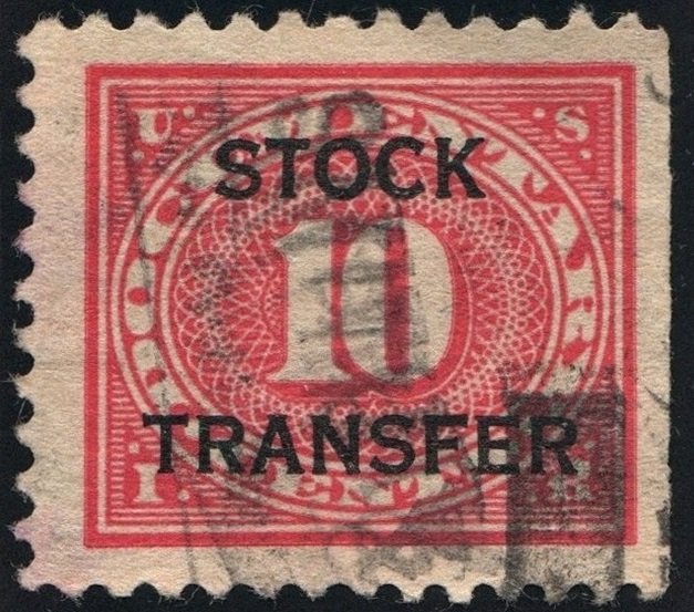 RD5 10¢ Stock Transfer Stamp (1918) Used