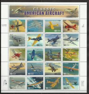 # 3142 MINT NEVER HINGED SHEET CLASSIC AMERICAN AIRCRAFT