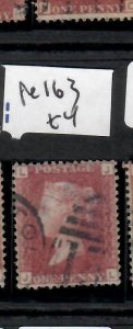 GREAT BRITAIN QV 1D RED PERF SC 33  SG 43 PLATE 163  VFU  PPP0612H