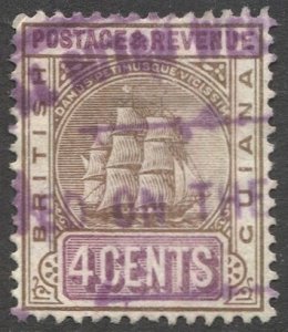 BRITISH GUIANA 1907 Sc 174, used 4c Ship, West Indies Ship Cancel