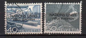 SWITZERLAND STAMPS, 1950 UN EUROPEAN OFFICE. Sc.#7O8-7O9. USED