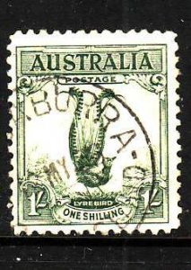 Australia-Sc#141-used 1sh dark green Lyrebird-dated 12 MY 1936-