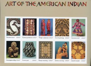 UNITED STATES SCOTT# 3873 AMERICAN INDIAN ART  COMPLETE SHEET MINT NH