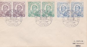 Philippines # N37-39, Pairs, Pre 1st Day Cover