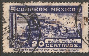 MEXICO Q6, 20¢ PARCEL POST. STEAM ENGINE. USED. F-VF (1019)