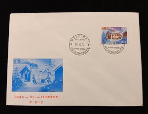 D)1977, FINLAND, FIRST DAY COVER, ISSUE, CHRISTMAS, CHILDREN PLAYING IN