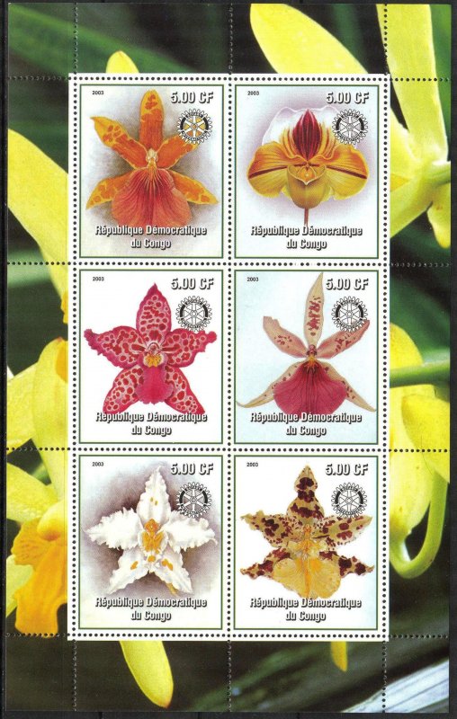 Congo 2003 Flowers Orchids Sheet of 6 MNH Private