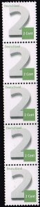 Germany 2013,Sc.#2758 MNH strip of 5 Numeral 2, one with number425 on the back