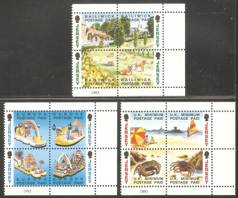 JERSEY GB Sc# 614 - 625 MNH FVF Set3 x 4Block Marine Life Beach Nature Wildlife