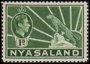 Nyasaland 55A - Mint-H - 1p George VI / Leopard (1942)