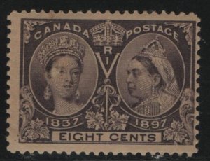 Canada, 56, HINGED, THIN FACIAL SCRAP, 1897, Queen Victoria 1837 and 1897
