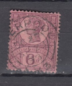 J44113 JL Stamps 1887-92 great britain 6p  used #119 queen $12.50 scv